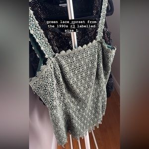 1990s lace knit corset top